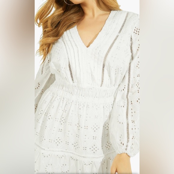 GUESS • Naya Eyelet Dress • White - Picture 2 of 11